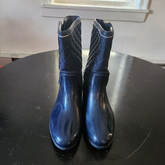 Tommy Hilfiger Blue Quilted Rainboots Women's Size 8 - Picture 1 of 4